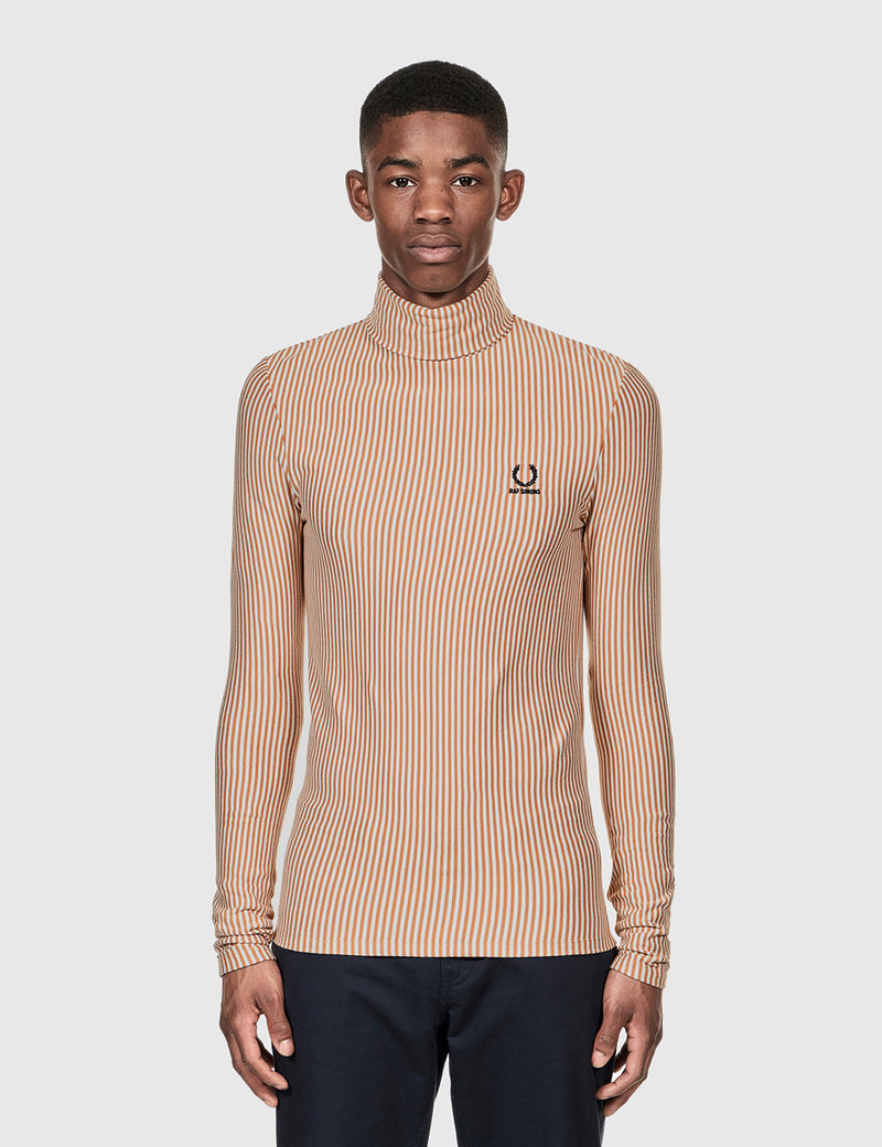 Fred Perry x Raf Simons Turtle Neck Long Sleeve T-Shirt - Bronze