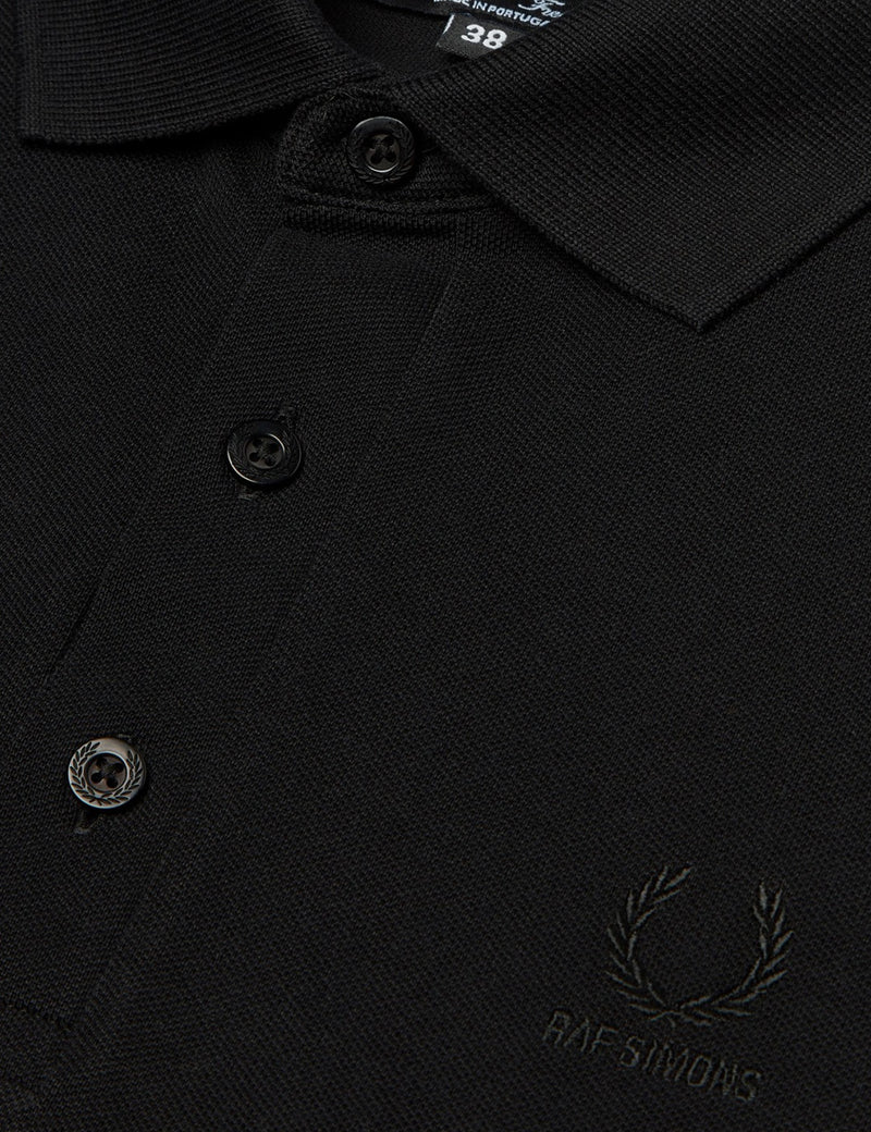 Fred Perry x Raf Simons Tape Detail Polo Shirt   Black   URBAN