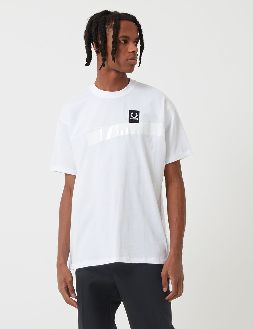 Fred Perry x Raf Simons Tape Detail T-Shirt - White | URBAN EXCESS