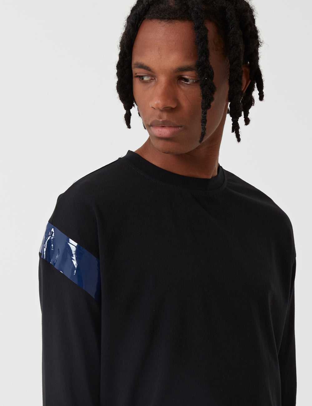 Fred Perry x Raf Simons Tape Detail Sleeve T-Shirt - Black | URBAN