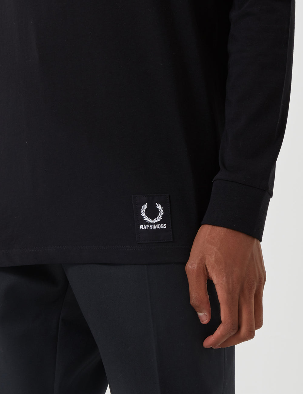 Fred Perry x Raf Simons Tape Detail Sleeve T-Shirt - Black | URBAN