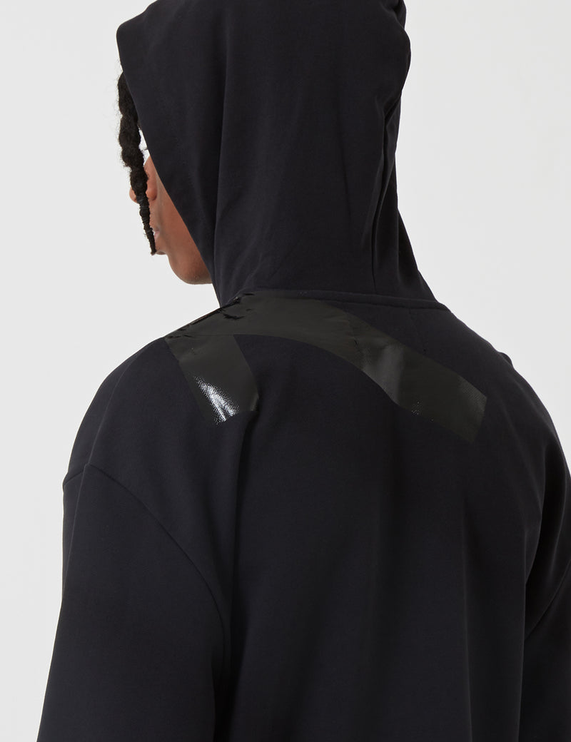 Fred Perry x Raf Simons Tape Detail Hooded Sweatshirt - Black