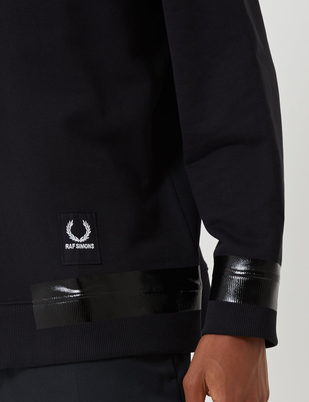 Fred Perry x Raf Simons Tape Detail Hooded Sweatshirt - Black