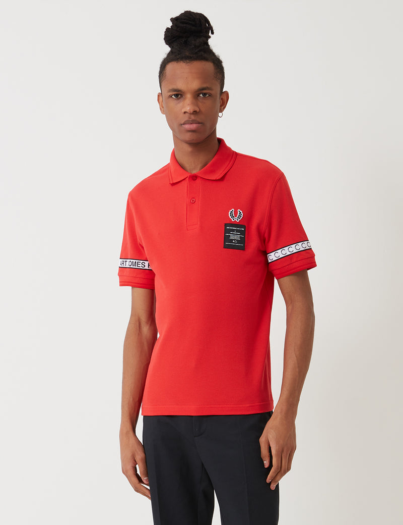 Fred Perry Art Comes First Taped Pique Shirt - Fire Red