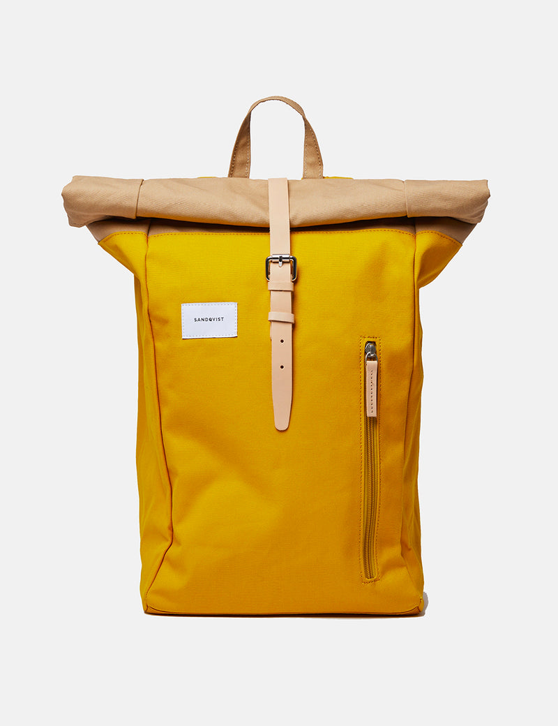 Sandqvist Dante Roll Top Backpack - Beige/Yellow