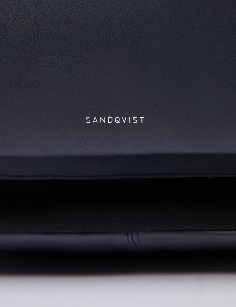 Sandqvist Ingvar Backpack (Canvas/Leather) - Black/Navy Blue