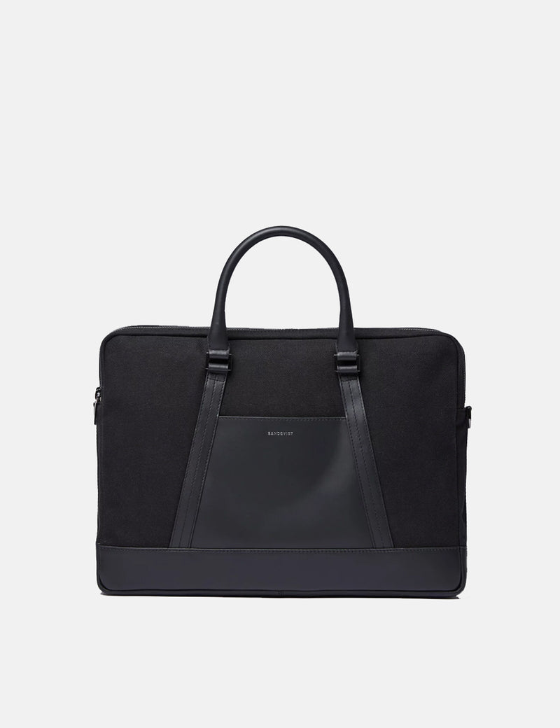 Sandqvist Melker Twill/Leather Briefcase - Black