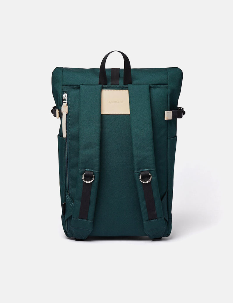 Sandqvist Ilon Rolltop Backpack (Recycled Poly) - Dark Green/Natural