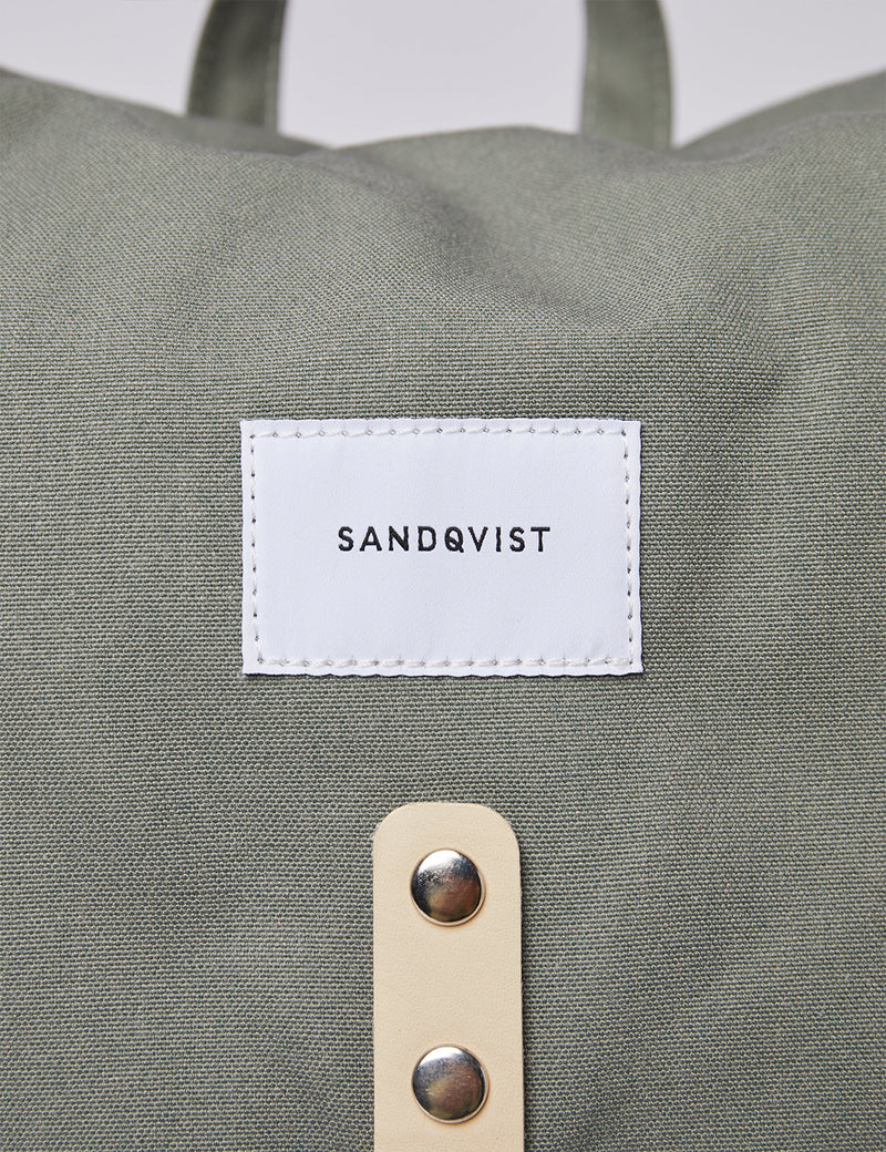 Sandqvist Roald Backpack - Dusty Green/Natural Leather