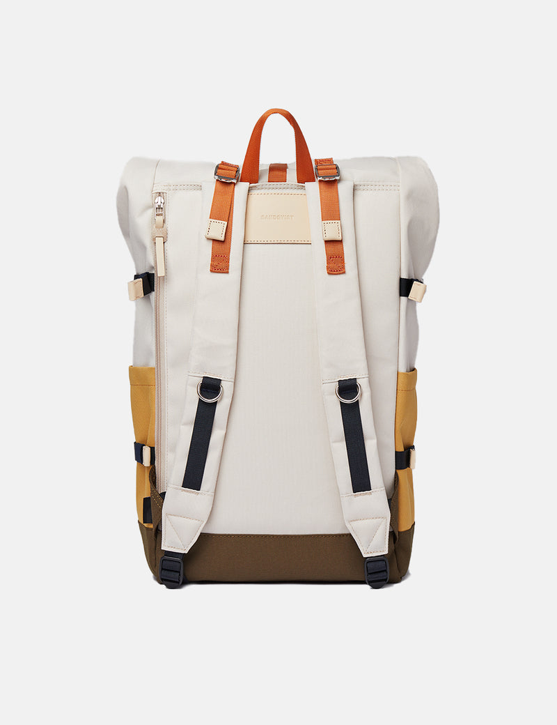 Sandqvist Bernt Backpack - Yellow/Sand/Olive/Natural Leather