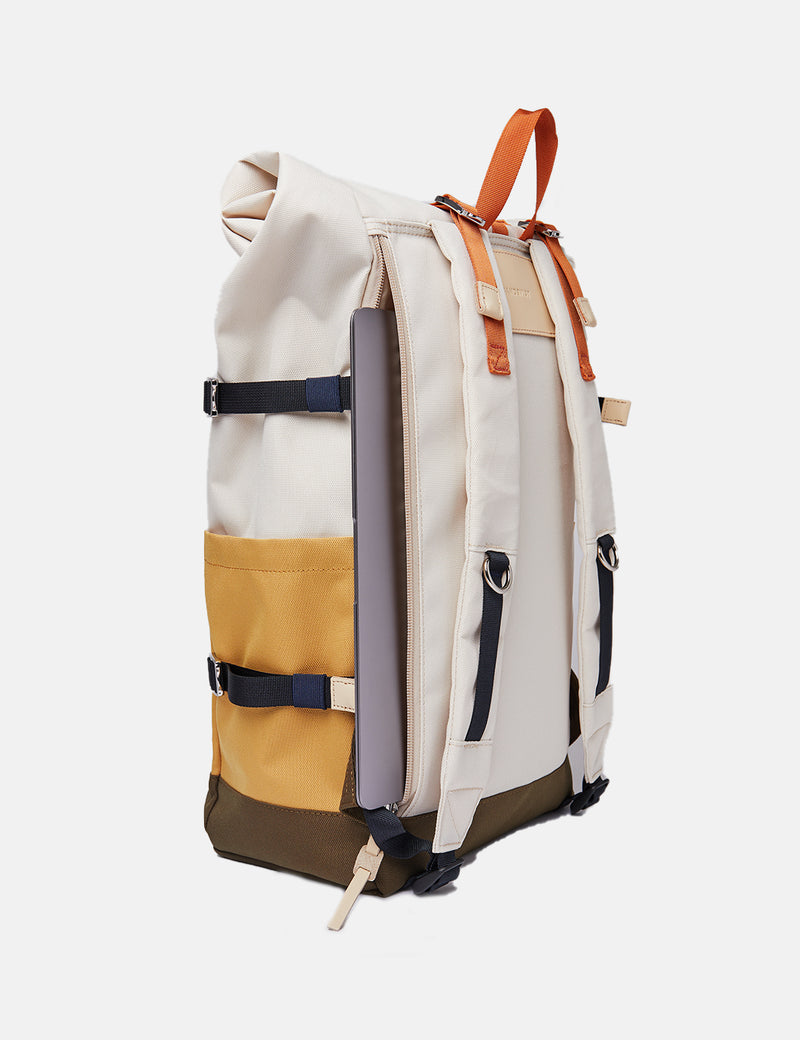 Sandqvist Bernt Backpack - Yellow/Sand/Olive/Natural Leather