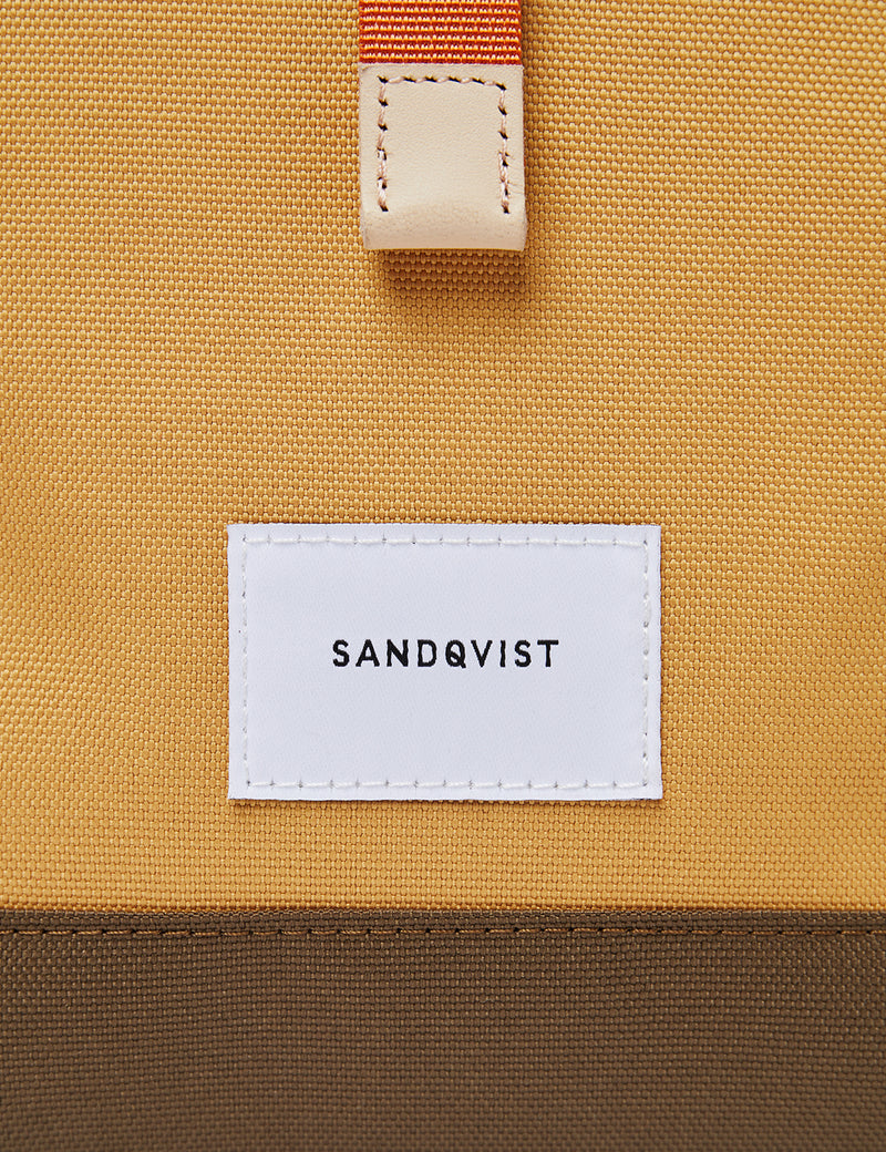 Sandqvist Bernt Backpack - Yellow/Sand/Olive/Natural Leather