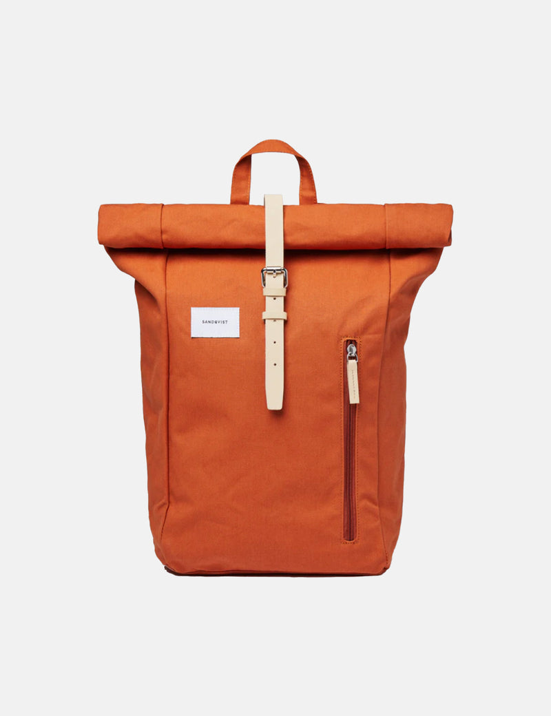 Sandqvist Dante Rolltop Backpack (Polycotton) - Orange/Natural