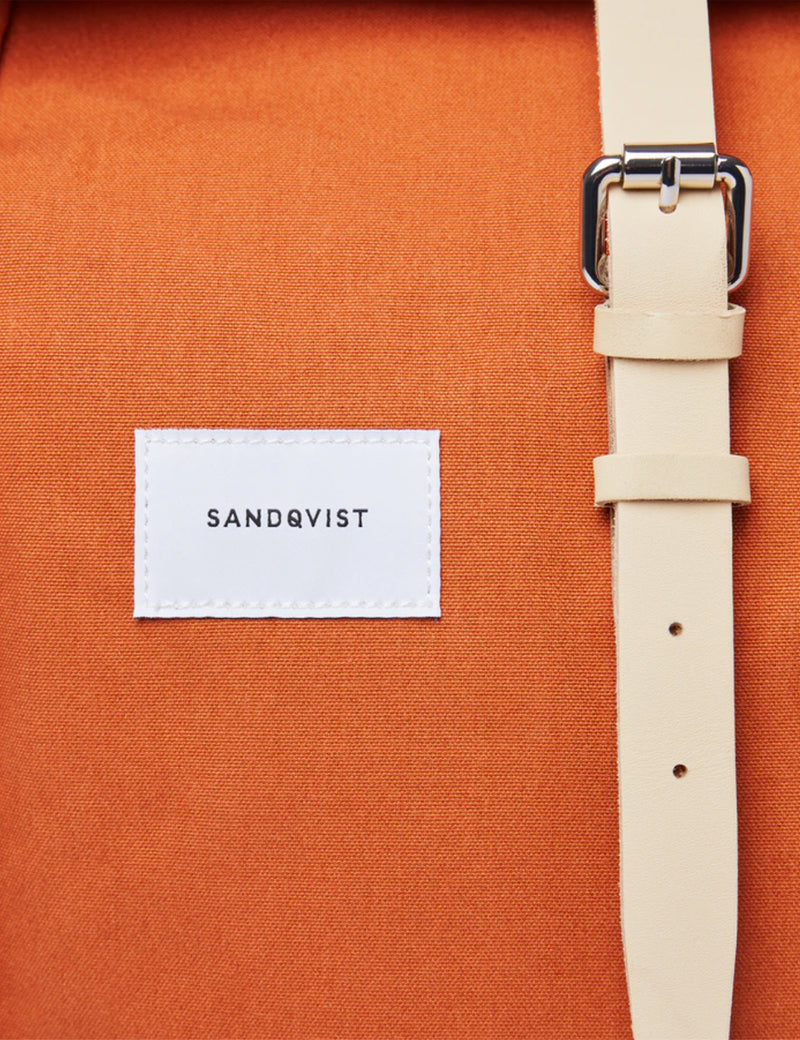 Sandqvist Dante Rolltop Backpack (Polycotton) - Orange/Natural