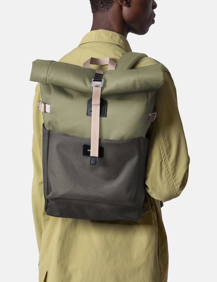 Sandqvist Ilon Rolltop Backpack (Recycled Poly) - Multi Dew Green