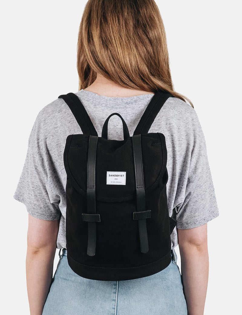 Sandqvist Stig Mini Backpack (Canvas) - Black