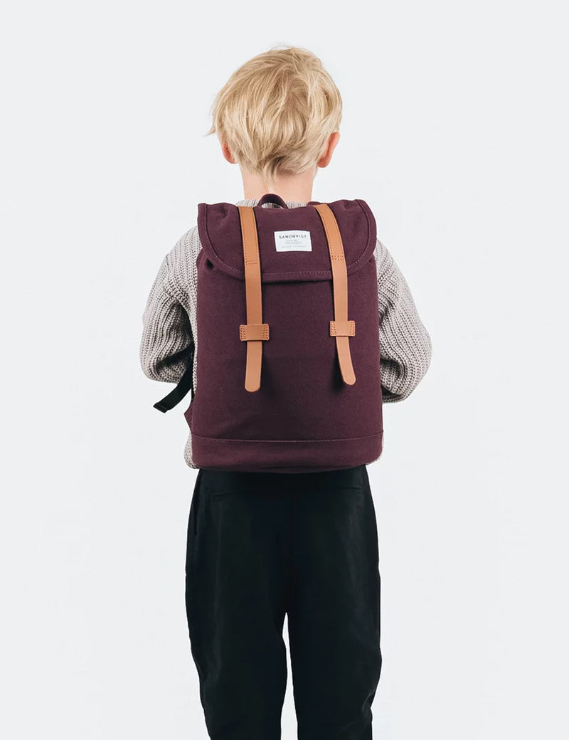 Sandqvist Stig Mini Backpack (Canvas) - Plum/Plum
