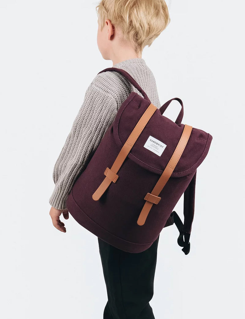 Sandqvist Stig Mini Backpack (Canvas) - Plum/Plum