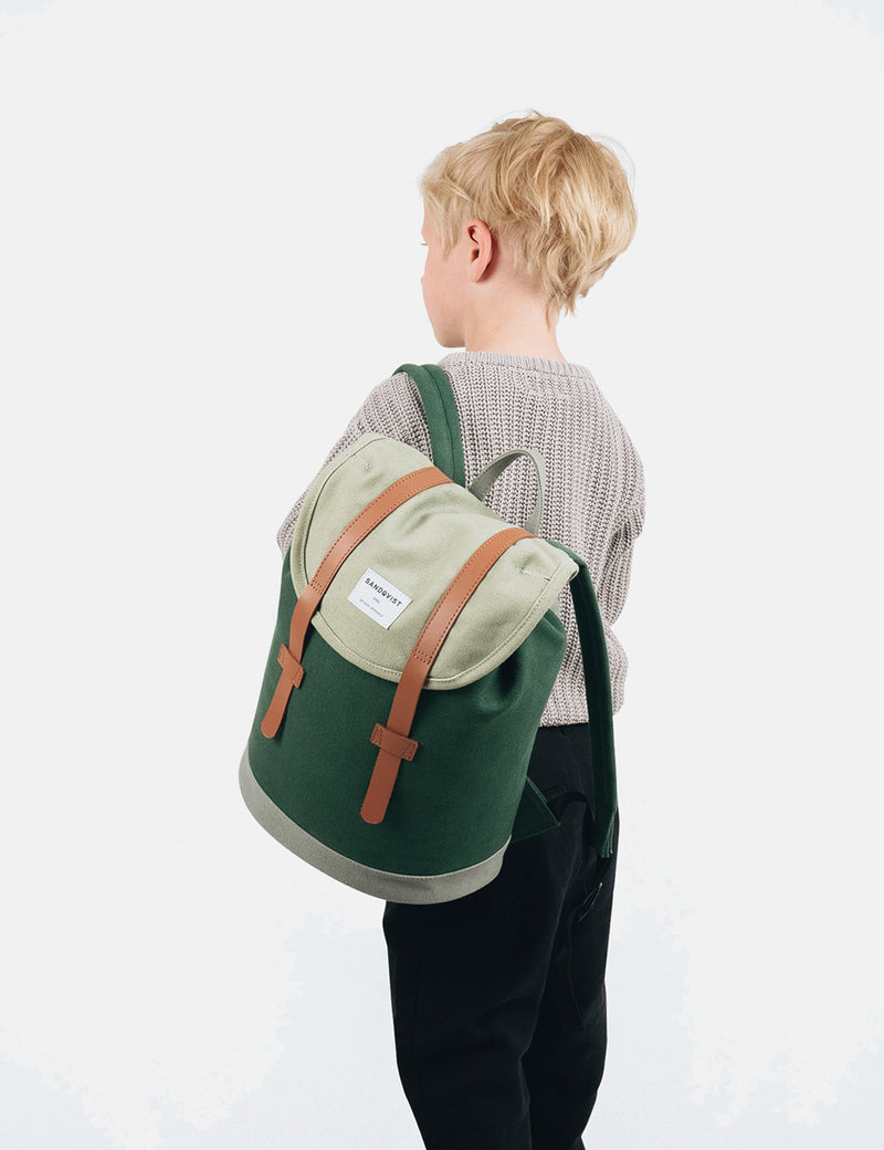 Sandqvist Stig Mini Backpack (Canvas) - Forest Green/Sage