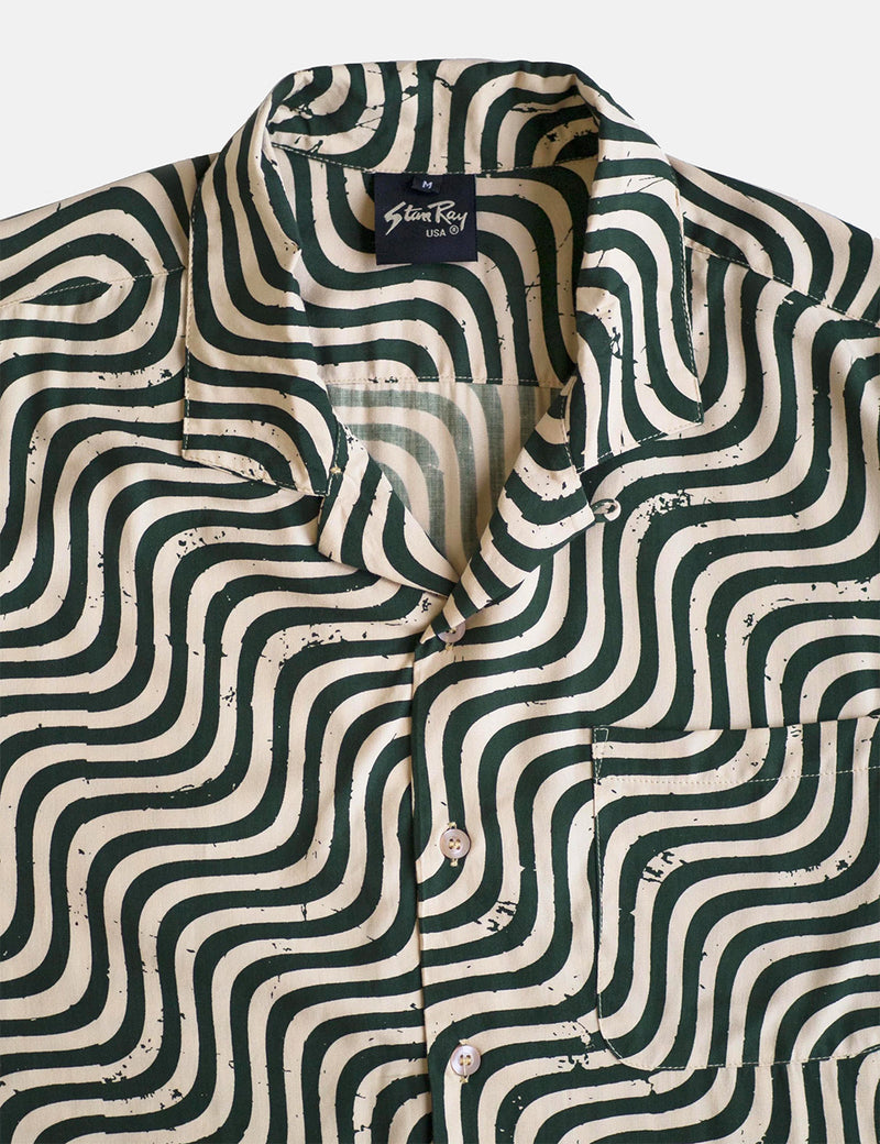 Stan Ray Kelapa Batik Wave Print Shirt - Olive/Khaki