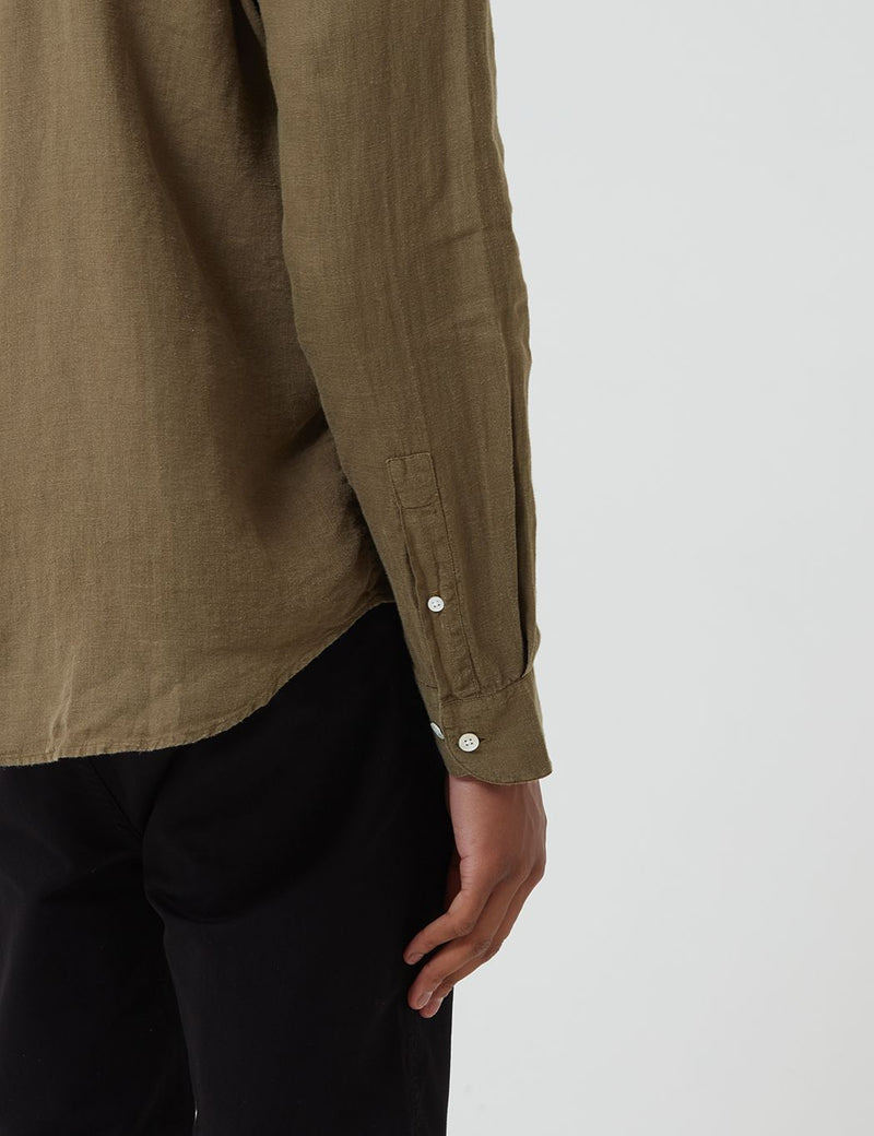 Portuguese Flannel Linen Shirt - Olive Green