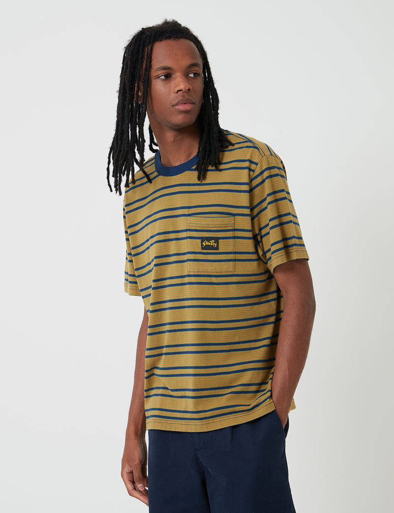 Stan Ray Yarn Dye T-Shirt (Narrow Stripe) - Navy Blue