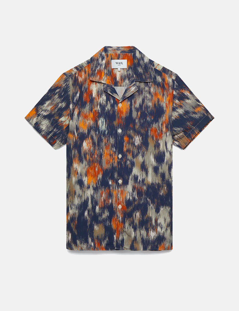 Wax London Didcot Short Sleeve Shirt - Watercolour Floral Navy