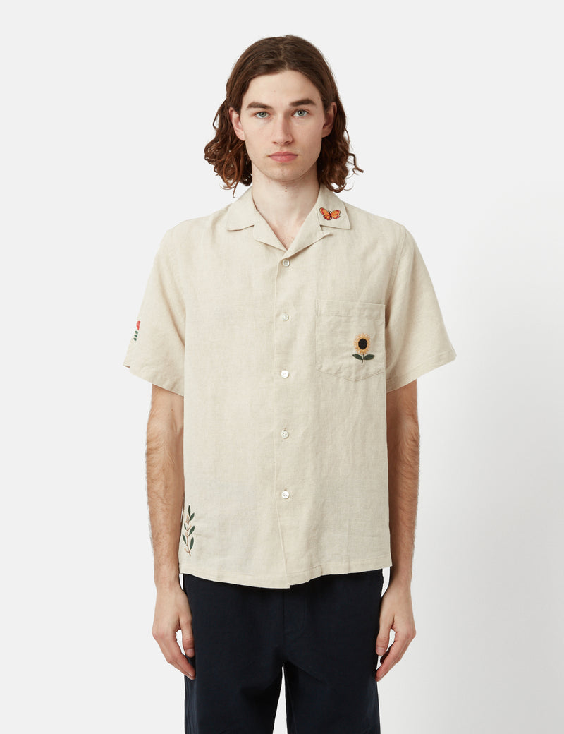Portuguese Flannel Spring Short Sleeve Shirt - Ecru