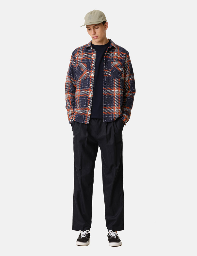 Wax London Whiting Overshirt (Park) - Navy/Rust