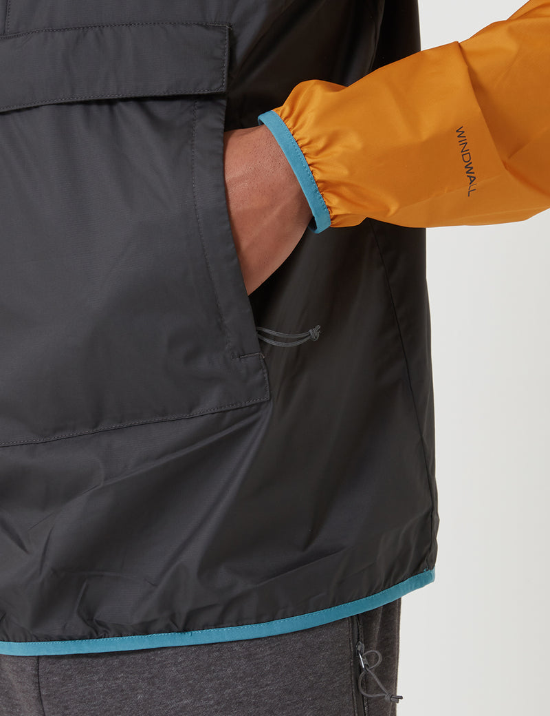 North Face Fanorak Pullover Jacket - Asphalt Grey/Storn Blue/Citrine Yellow