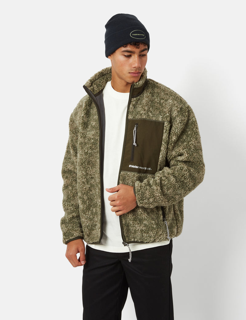 Thisisneverthat SP Sherpa Fleece Jacket - Olive Green I Urban