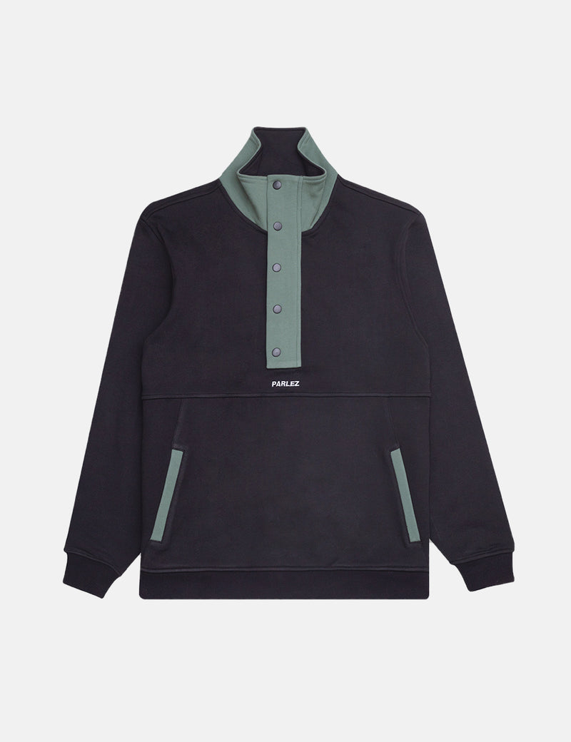 Parlez Verl Half Button Sweatshirt - Black