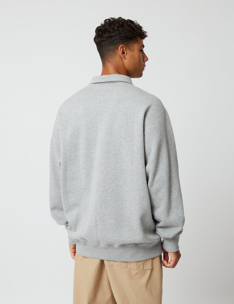 Bhode Pigment Dyed 1/4 Zip Sweat (Organic/Canada Origin, 16oz) - Archive Grey