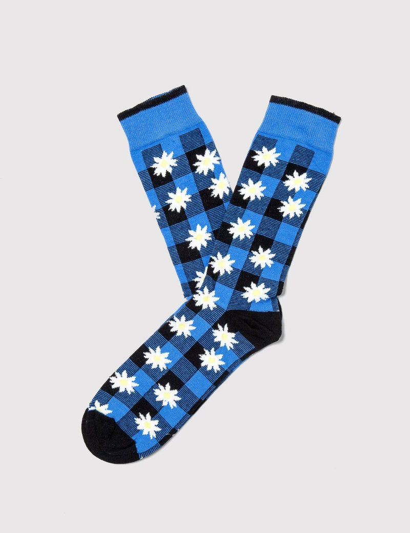 Democratique x Mark McNairy Buffalo Daisy Socks - Black/Henri Blue - Article