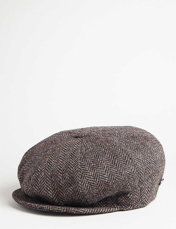 Bailey Galvin Herringbone Newsboy Cap - Brown/Black