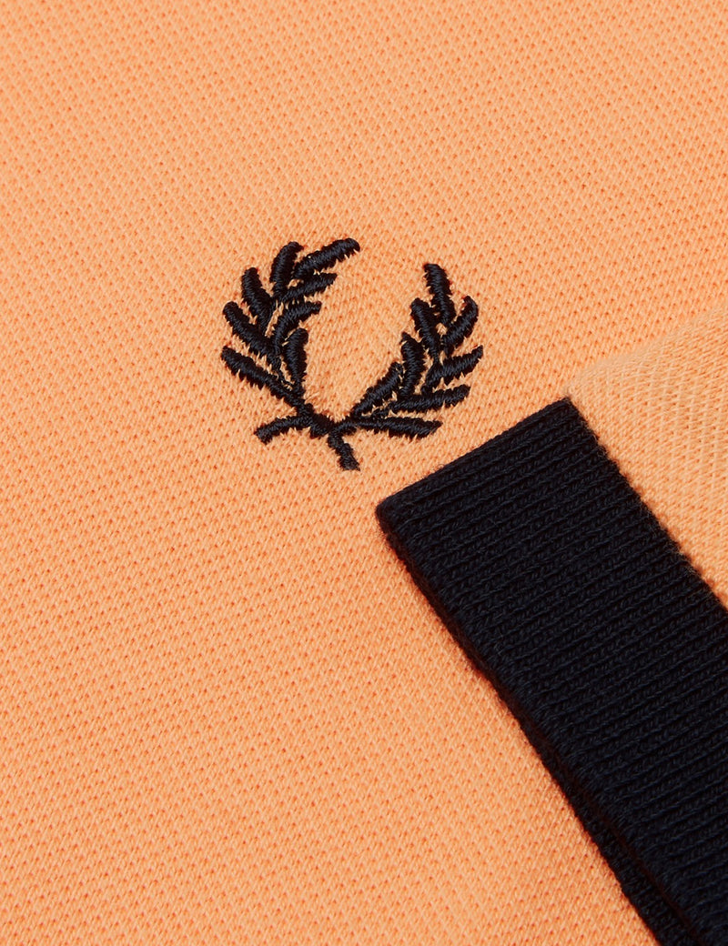 Fred Perry Contrast Rib Pique Polo Shirt - Apricot Nectar