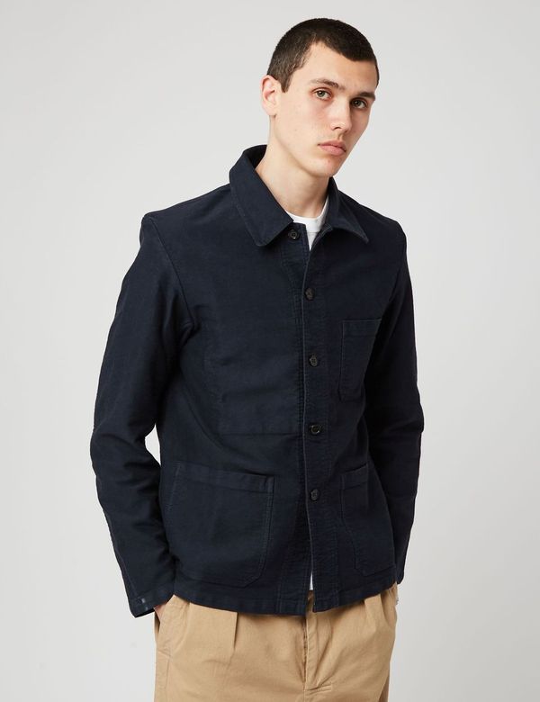 Vetra French Workwear Jacket (Moleskin) - Dark Navy Blue